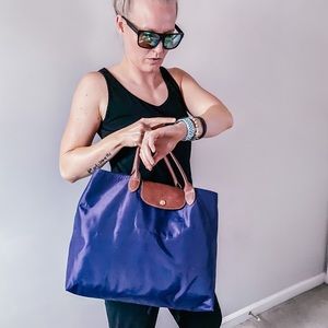 NAVY LONGCHAMP LE PLIAGE SHORT HANDLE